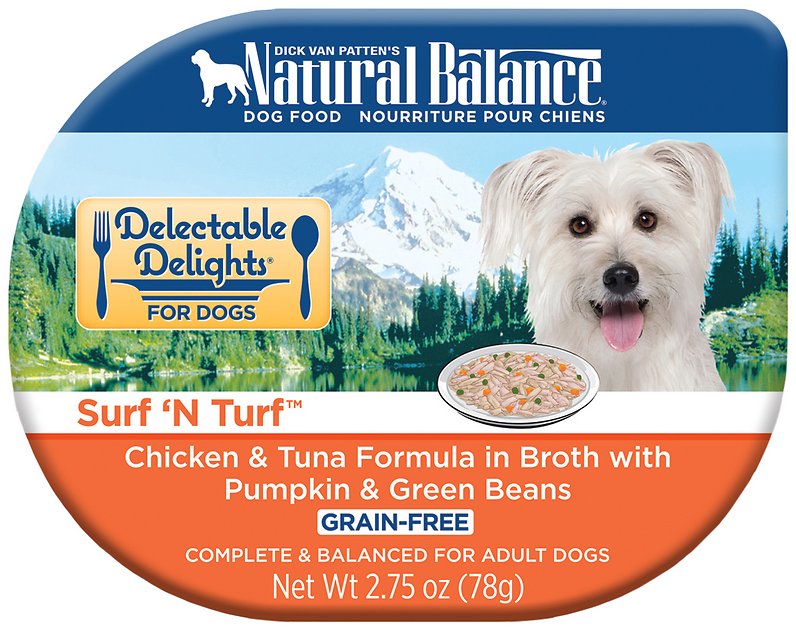 Natural Balance Delectable Delights Surf 'N Turf Grain-Free Wet Dog Food, 2.75-oz tubs, case of 24