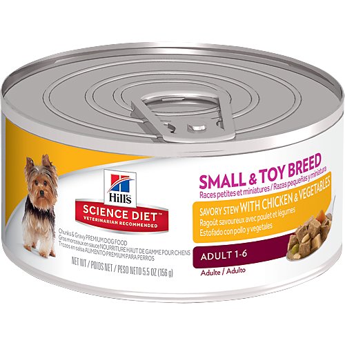 Hill's Science Diet Small & Toy Adult Savory Stew with Chicken & Vegetables Canned Dog Food, 5.5-oz, case of 24