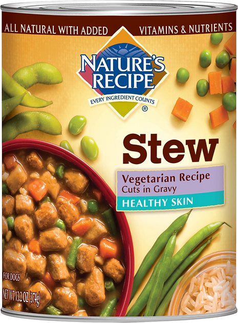 Nature's Recipe Healthy Skin Vegetarian Recipe Cuts in Gravy Stew Canned Dog Food, 13.2-oz, case of 12