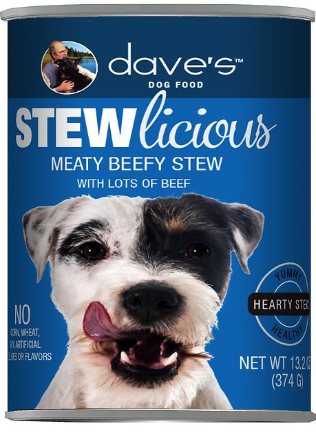 Dave's Pet Food Stewlicious Meaty Beefy Stew Canned Dog Food, 13.2-oz, case of 12