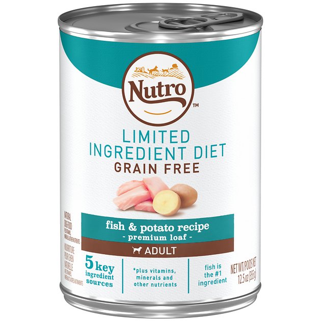 Nutro Limited Ingredient Diet Grain-Free Adult Fish & Potato Recipe Canned Dog Food, 12.5-oz, case of 12