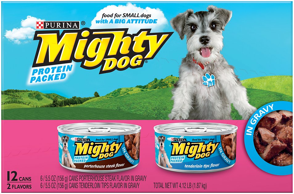 Mighty Dog Porterhouse Steak Flavor & Tenderloin Tips Flavor in Gravy Variety Pack Canned Dog Food, 5.5-oz, case of 12