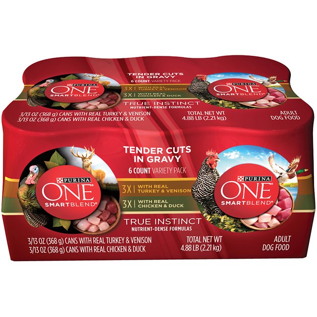 Purina ONE SmartBlend True Instinct Tender Cuts in Gravy Variety Pack Canned Dog Food, 13-oz, case of 6